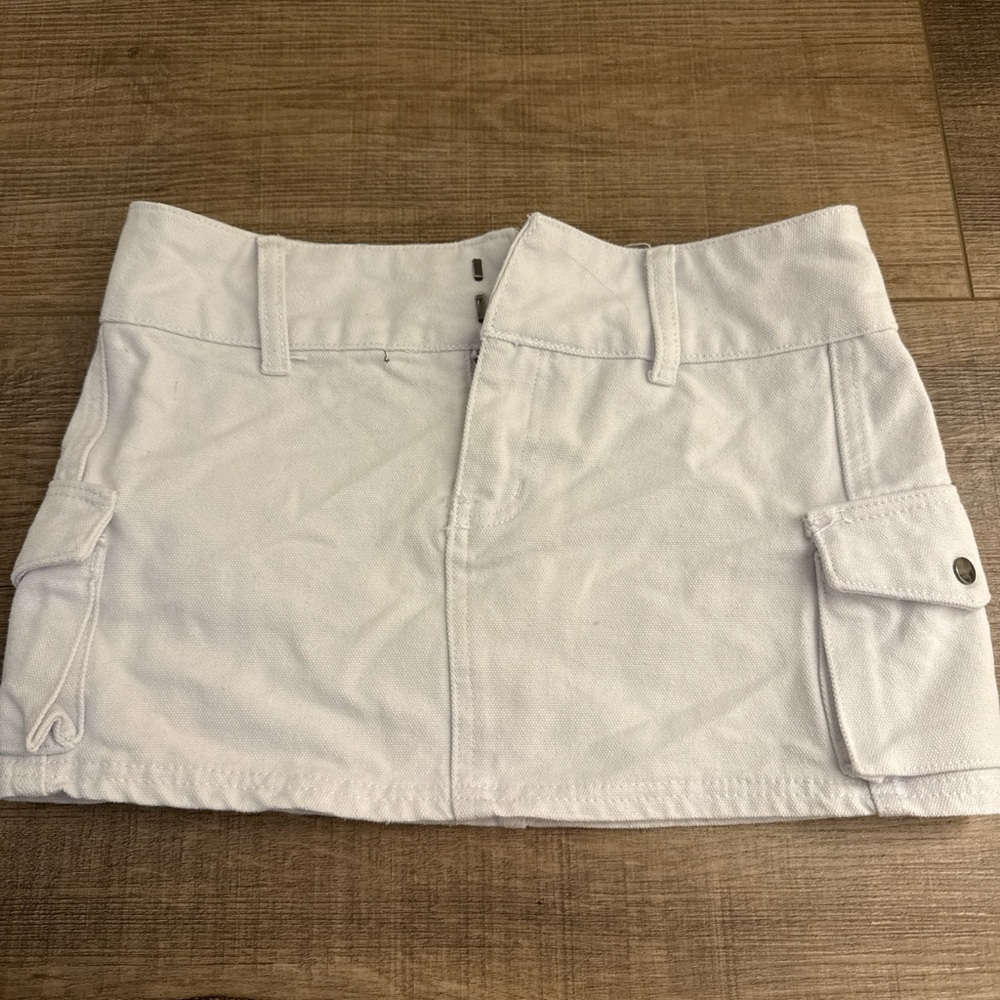 Princess Polly White Denim Mini Skirt with Snap Details
